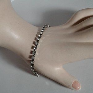 Clear Rhinestone Silver Tone Tennis Bracelet